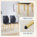 Luxury Simple Chair Set of 4 Black PU High Resilience Dining Chair with Metal Gold Legs