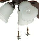 Starfish with Aagean Blue Glass Ceiling Fan Pull, 2.25"h with 12" Antiqued Brass Chain