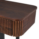 TREXM Solid Wood Entryway Table with Fluted Design, Retro Minimalist Console Table with Storage, Narrow Sofa Table with Metal Legs for Entryway Hallway Living Room(Honey+Black)