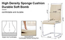 Modern Dining Chairs, PU Faux Leather High Back Upholstered Side Chair with Silver C-shaped Tube Chrome Metal Legs for Dining Room Kitchen Vanity Patio Club Guest Office Chair (Set of 2 (Beige+PU)