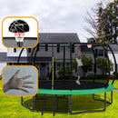Pumpkin Style 12FT Recreational Kids Trampoline with Safety Enclosure Net & Ladder, Green Steel Frame, 144.09 Inches