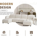 116x58" Velvet Modular Sectional Sofa,U Shaped Reversible Couch Set,Free Combination,6 Seat Sleeper Cloud Sofa Bed with Ottoman,Convertible Oversized Indoor Furniture Pieces for Living Room,Beige