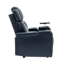 Blue PU Leather Power Recliner Theater Chair with Cooling Cup Holder, Bluetooth Speaker, LED Lights, USB Ports