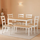 Dining Table Set White Mango Wood Contemporary Style Edition