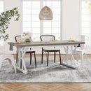 Farmhouse 6 Person Dining Table 70.8 Inch Grey Wood Table