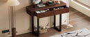 TREXM Solid Wood Entryway Table with Fluted Design, Retro Minimalist Console Table with Storage, Narrow Sofa Table with Metal Legs for Entryway Hallway Living Room(Honey+Black)