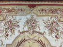 Aubusson Rug 9x12, Elegant Flatweave Savonnerie Carpet 9 x 12 ft, Ivory Light Yellow Red, Handmade Wool Flatweave French European Rug