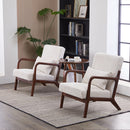 Mid-Century Modern Accent Chair, Arm Chair Living Room Chairs with Pillow Upholstered Reading Chair with Solid Wood Frame & Living Room Bedroom Balcony (beige)