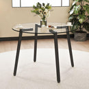 Modern simple style round transparent tempered glass table, tempered glass table top, black metal legs, suitable for kitchen, dining room and living room, 40 '*40' *29.5 '1123r