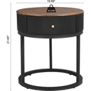 Round Nightstand with Drawer, 19.68 Inch Wood End Table with Storage, Small Table or Living Room, Bedroom and Small Spaces