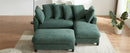 Upholstered Sectional Sofa with Movable Ottoman and Storage in Green Chenille, 83 Inch