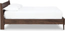 Queen Panel Platform Bed Dark Brown Walnut Storage