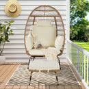 Wicker Egg Chair,Rattan Egg Chair Indoor Outdoor,Oversized Large Egg Chairs 600lbs with Ottoman and Thick Cushions for Porch, Backyard, Balcony