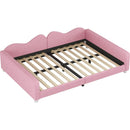 Full size Upholstered Daybed, Sherpa Fabric Sofabed with Cloud-Shaped Backrest, No Box-spring Needed, Pink
