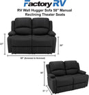 58 Inch Wall Hugger RV Theater Seats Double Recliner Black