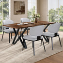 Modern PU Leather Upholstered Dining Chairs, Gray, Metal Legs, Set of 2