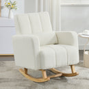 Accent Rocking Chair with Pillow, Ultimate Comfort for Your Home, Teddy Velvet, Cream White