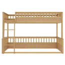 Full XL over Queen Bunk Bed with Ladder and Guardrails, Natural