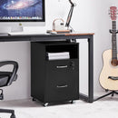 Black Under Desk File Cabinet 2 Drawers Lockable Wheels