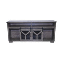 65.3' TV Stand with LED light strips and Iron mesh barn door Y decorative strip country grey farmhouse style