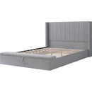 Queen Size Platform Bed with Headboard, Upholstered Platform Bed with Storage, Grey