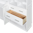 Full Size Murphy Bed Wall Bed with Closet , Drawers and Shelves, White