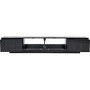 TV Stand with Fluted tempered Glass Doors for TVs Up to 95", Functional Media Console with Arched Cabinet Doors, Entertainment Center with APP-Controlled LED Light for Living Room, Black