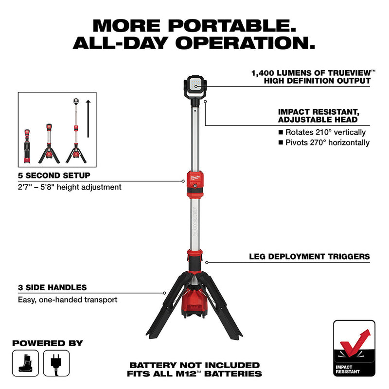 Milwaukee 2132-20 M12™ ROCKET™ Dual Power Tower Light