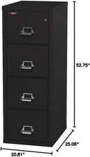 Vertical 4 Drawer File Cabinet 1 Hour Fire Rated Black