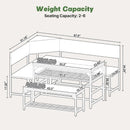 Corner Dining Table Set Space Saving Graphite Grey 4To6