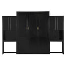 Queen Size Murphy Bed with Desk, Vanity and Cabinets, Espresso