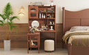 Computer Desk with 90 Degree Rotating Desktop, 43x70 Inch Office Desk with Storage Drawer and Cabinets, Gaming Desk with Shelves, Writing Desk for Study, Work Desk for Home Office Bedroom Living Room