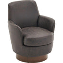 PU leather Swivel Barrel Chair, Swivel Accent Chairs Armchair for Living Room, Reading Chairs for Bedroom Comfy, Round Barrel Chairs with Gold Stainless Steel Base (Brown)