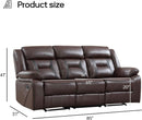 Three Seat Manual Reclining Sofa Dark Brown Faux Leather
