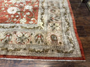 Pakistani Peshawar Rug 10x13, Burnt Orange, Large Handmade Wool Carpet