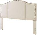 Elegant Upholstered King Size Headboard with Nailhead Trim