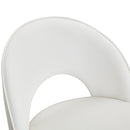 Modern White PU Upholstered Bar Chair with Black Metal Legs, 360° Rotatable, Set of 2