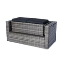6 Piece Patio Wicker Sectional Set Patio Backyard Conversation Set Space Saving Grey Wicker + Black Cushion