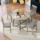 TREXM 5-Piece Wood Dining Table Set Round Extendable with Chairs Natural Wood Wash Solid Wood Construction