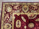 Indo Mahal Rug 9x12, Allover Pattern, Dark Red, Traditional Wool Area Rug