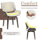 Mid-Century Modern Dining Chair - 360° Swivel, PU Leather, Ergonomic Design, Beige Upholstery, Bentwood Frame, Set of 2