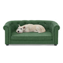 Contemporary Pet Sofa with Arc-Shaped Backrest and Armrests, Breathable Linen, Soft Cushion, Green, 38'x22'x15'