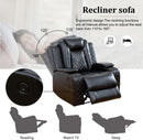 Black Power Air Leather Recliner Sofa Set With LED Lights