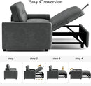 Convertible Sofa Bed Chair Gray Velvet Upholstered