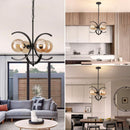 Black Sputnik Chandelier 4 Light Amber Glass Globes