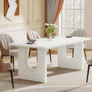Modern White Dining Table 71 Inch With Wood Pedestal Base