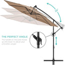 10 Foot Solar LED Offset Patio Umbrella With Easy Tilt Adjustment In Tan For Backyard Use