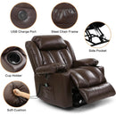 Brown Power Recliner With Massage And Heat Therapy