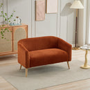50.78'W Modern Loveseat Couch Sofa with Corduroy Upholstery, Wooden Legs, 2-Seat for Small Spaces Office Studio Apartment Bedroom, Orange