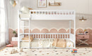 Queen over Queen Bunk Bed with Ladder and Guardrails, White
